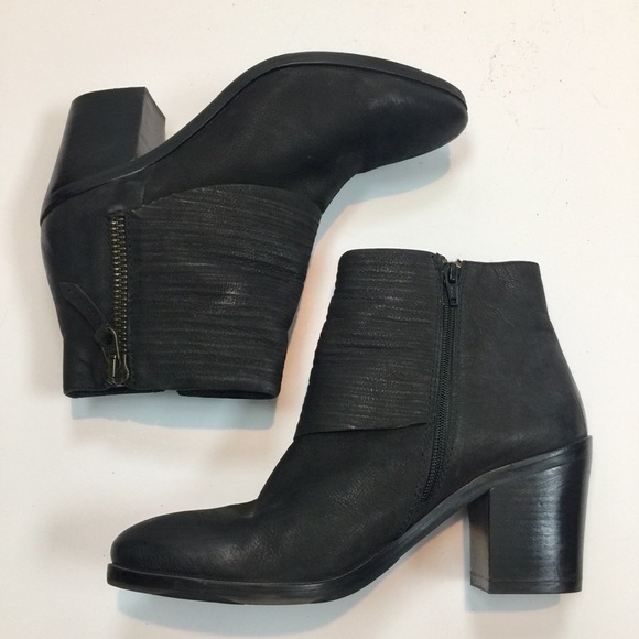 Sheridan Mia Black Leather Heeled Booties Size 10 - Picture 1 of 14